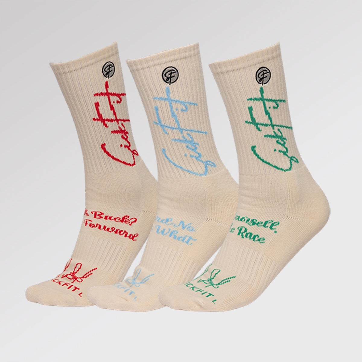 SickFit Signature Crème Compression Socks – 3-Pack Crew Performance Set