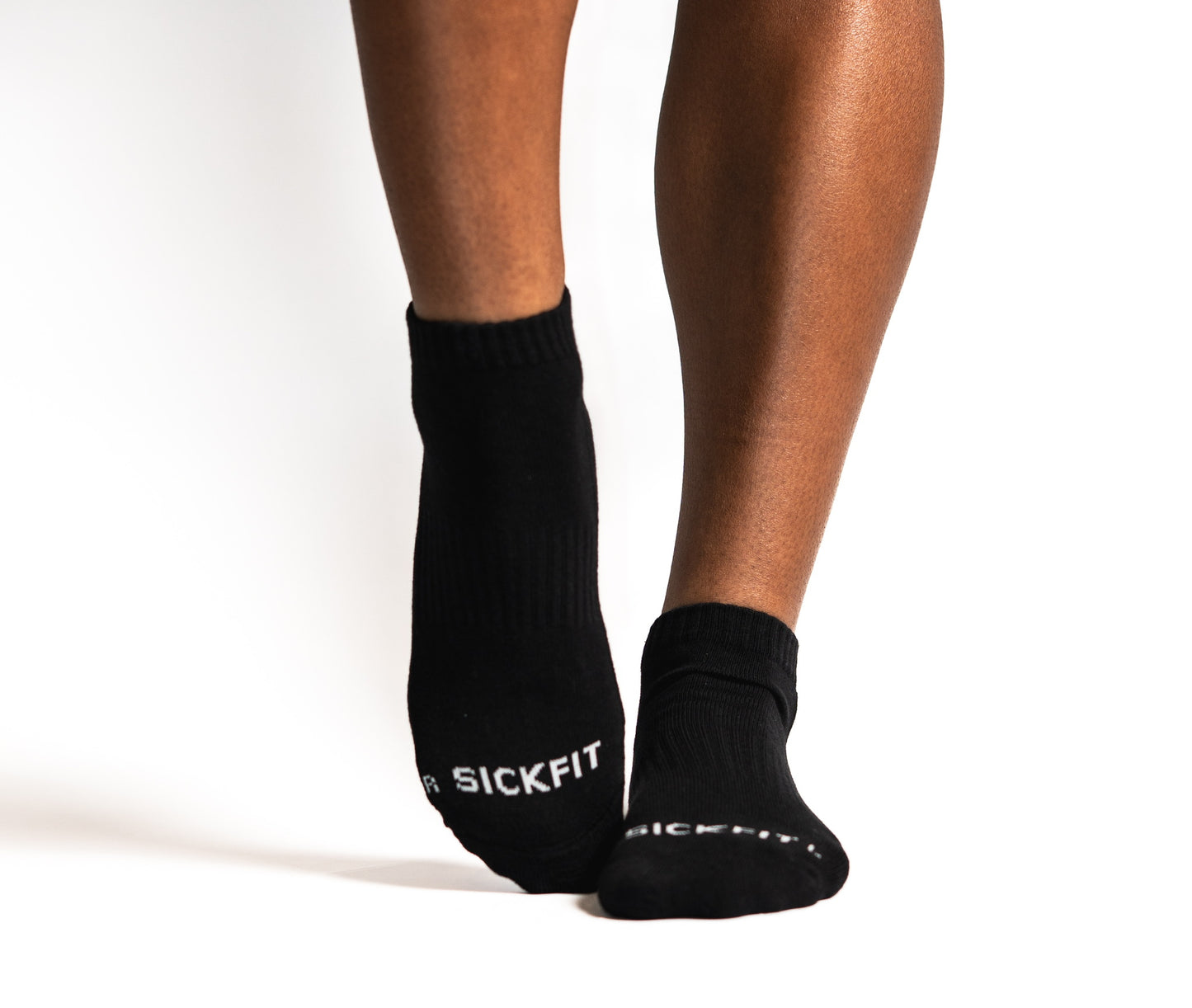 Black ankle athletic socks with 'SICKFIT' branding on a white background