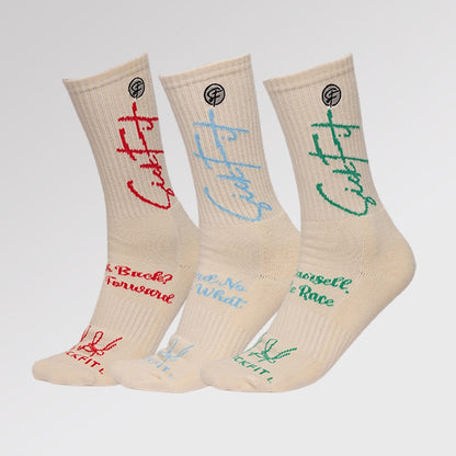 SickFit Signature Crème Compression Socks – 3-Pack Crew Performance Set