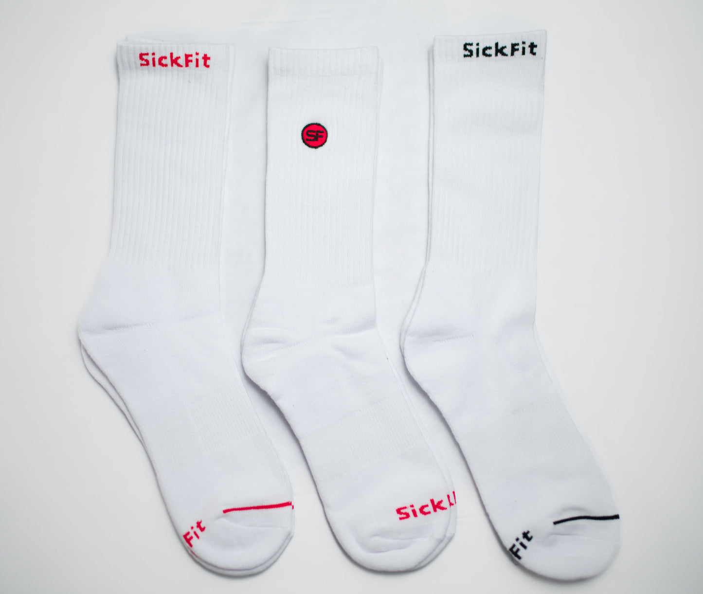 SickFit 3 Pack Varsity White Socks