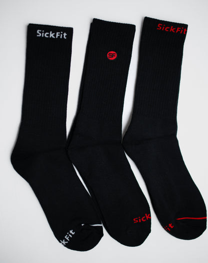 SickFit 3 Pack Varsity Black Socks